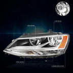 Headlight Replacement for Volkswagen Jetta MK6 (2011–2018) Chrome Housing Amber Corner