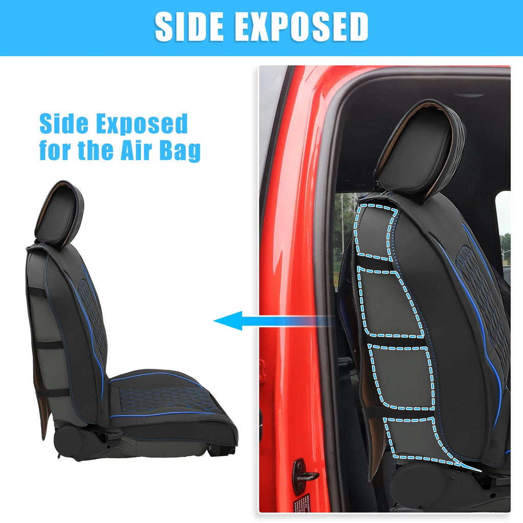 Set of 2 Front Seat Covers for Dodge Ram (2009–2023) Black Blue