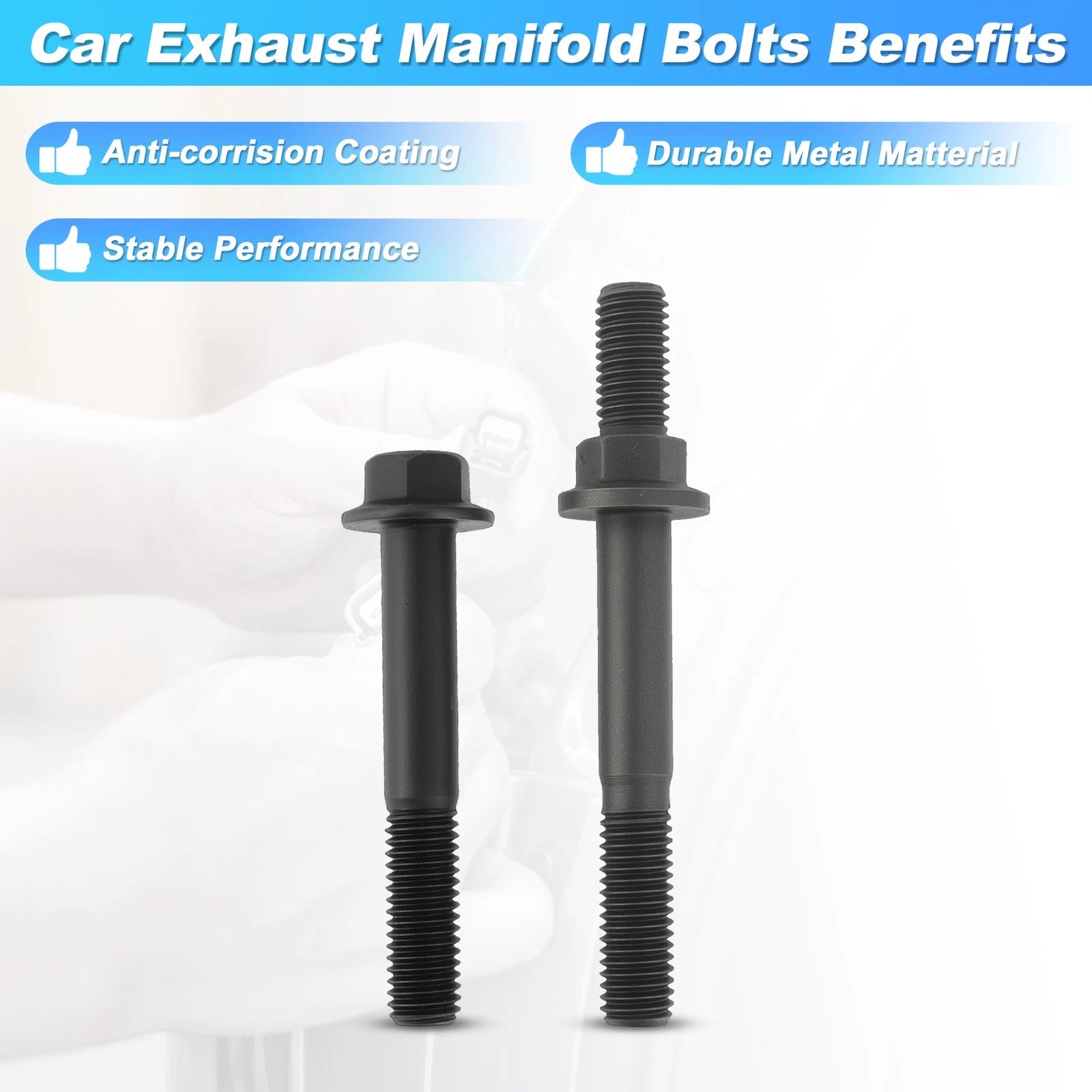 12pcs Exhaust Manifold Bolts Studs for Dodge Ram (2003–2019) 3944593/3944655