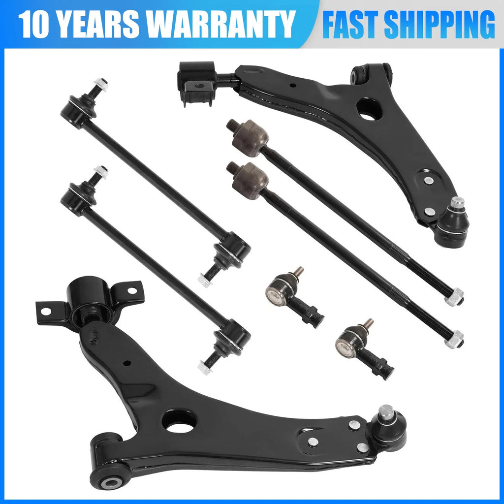 Set of 8 Front Lower Control Arms Tie Rods for Ford Focus (2006–2011)