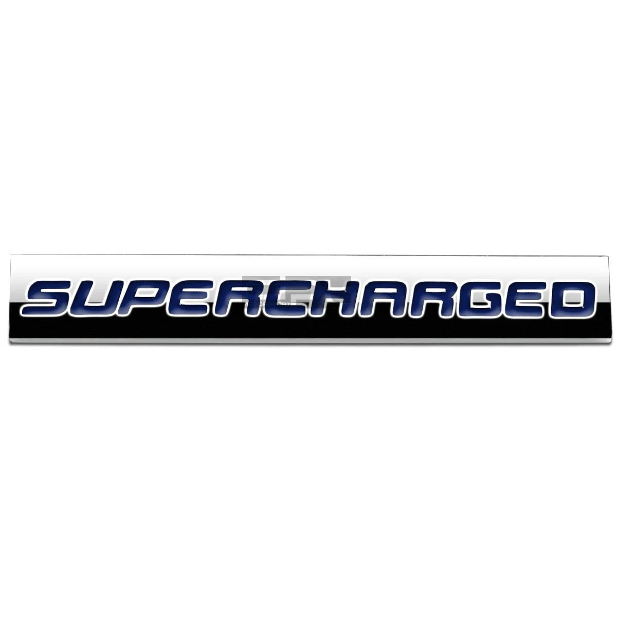 Polished Blue Supercharged Metal Emblem Badge for Universal Fit