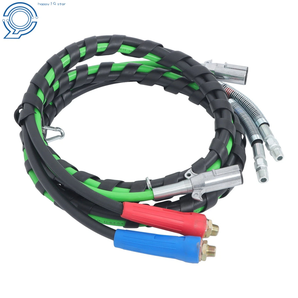 Set of 2 Air Line Hose Assemblies for Semi Truck Tractor Trailer (12 Ft)
