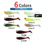 Fishing Lure Set of 5 Soft Silicone Baits with Swivel Hook (55cm, 7cm)