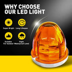 2X Amber LED Clearance Marker Lights for 12V-24V Vehicles Round EXV