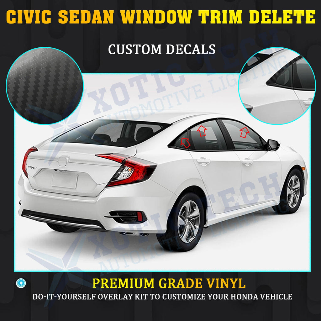 5D Carbon Style Window Pillar Post Sticker For Honda Civic (2016-2021)