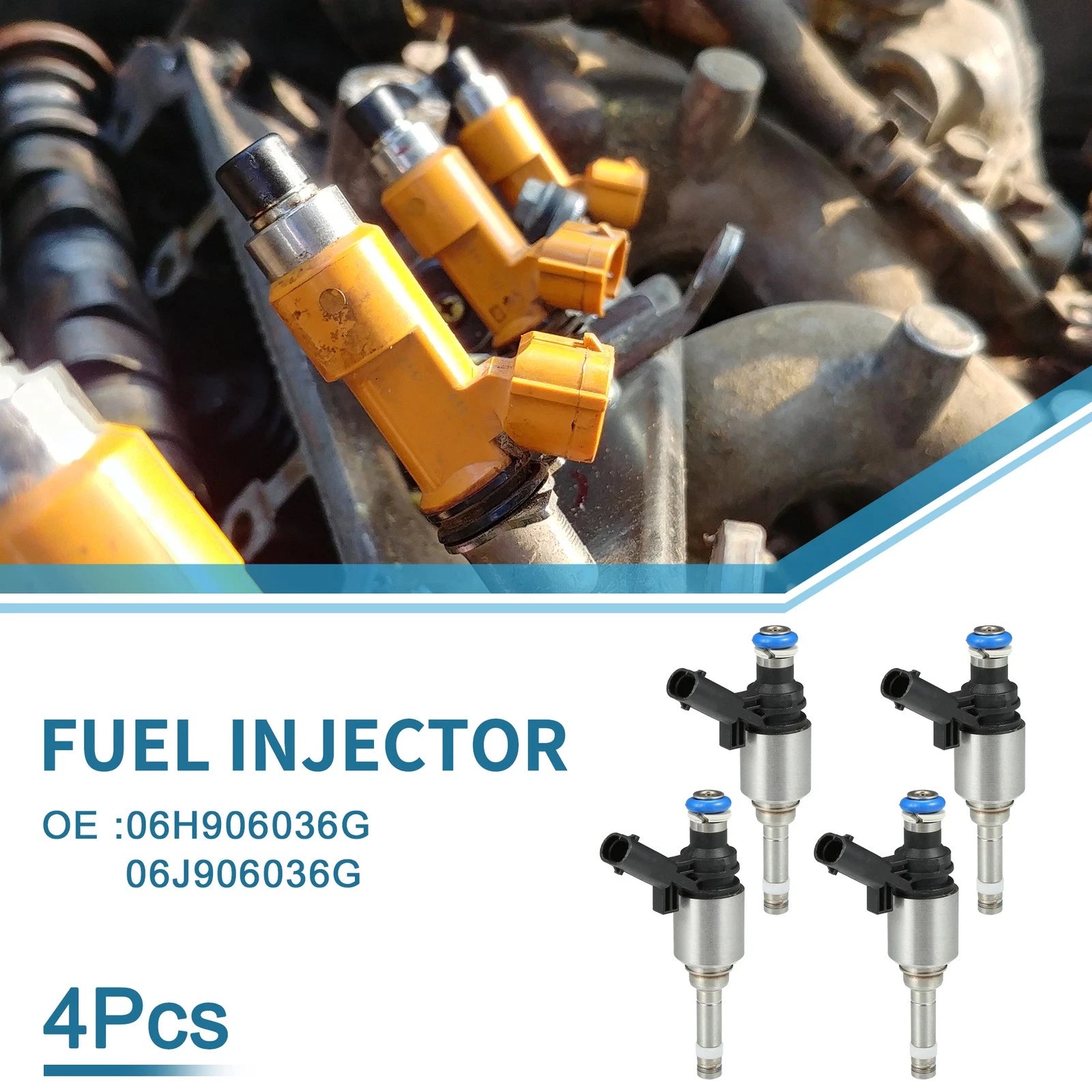 Set of 4 Fuel Injectors No.06H906036G/06J906036G for VW Golf 2.0 GTI (2004–2013)