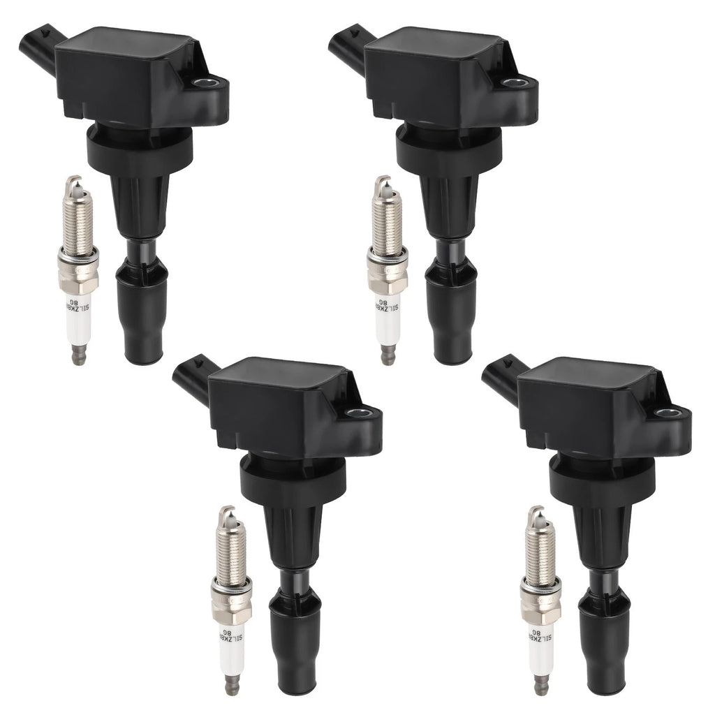 Ignition Coil & Iridium Spark Plug Set of 4 for Hyundai Elantra Kona Kia Forte (2017–2023)