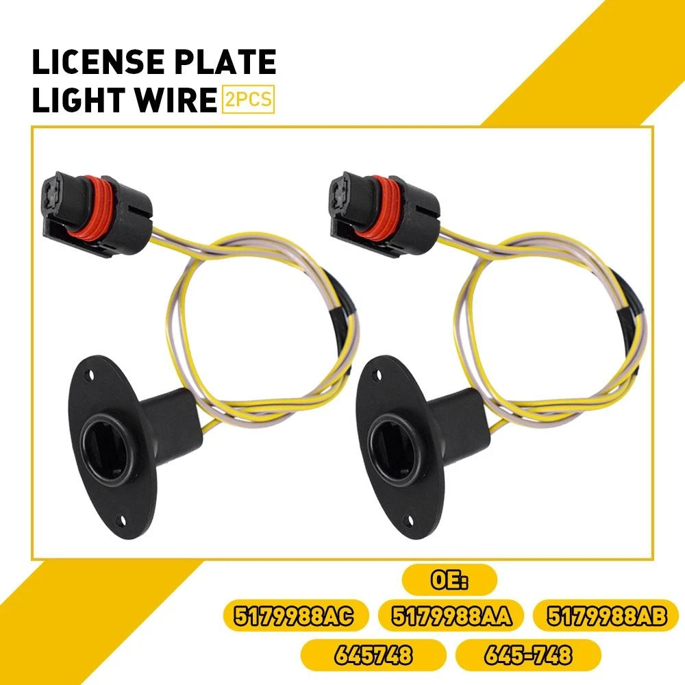 Set of 2 License Plate Light Wire Harnesses for Dodge Ram 1500 2500 3500