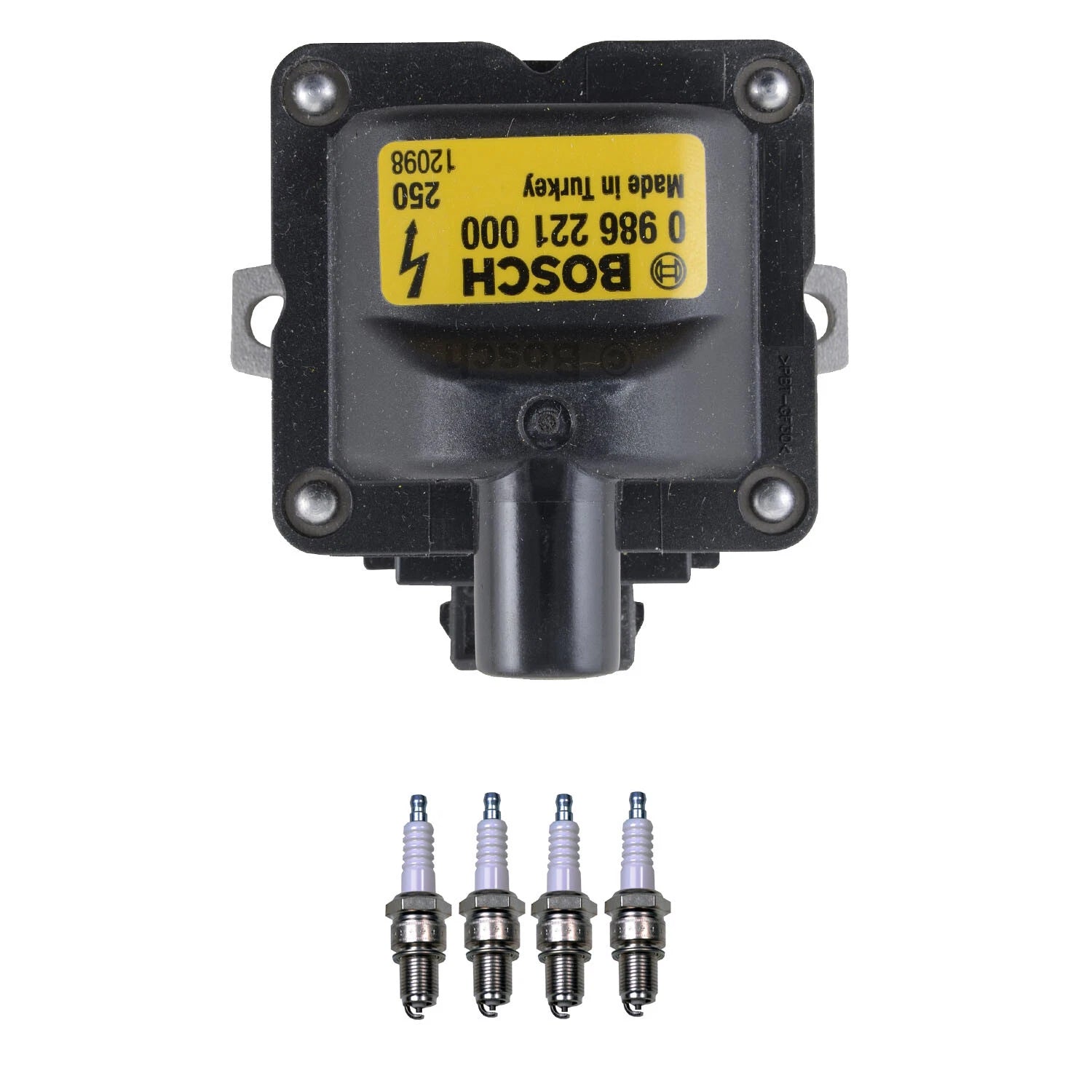 Set of 4 Ignition Coils & U-Groove Spark Plugs for VW Golf Jetta Fox