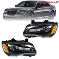 Headlight Set for Chrysler 300 (2011–2014) Black Housing Halogen