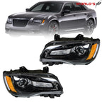 Headlight Set for Chrysler 300 (2011–2014) Black Housing Halogen