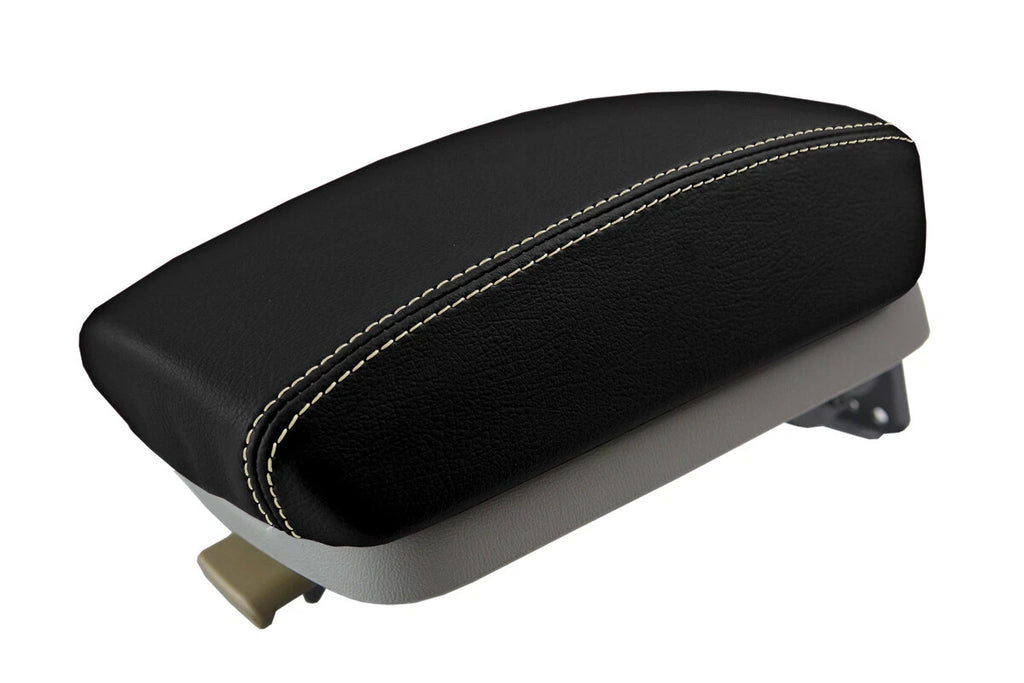 Leather Console Lid Armrest Cover for Hyundai Sonata (2006–2010) Beige Stitch