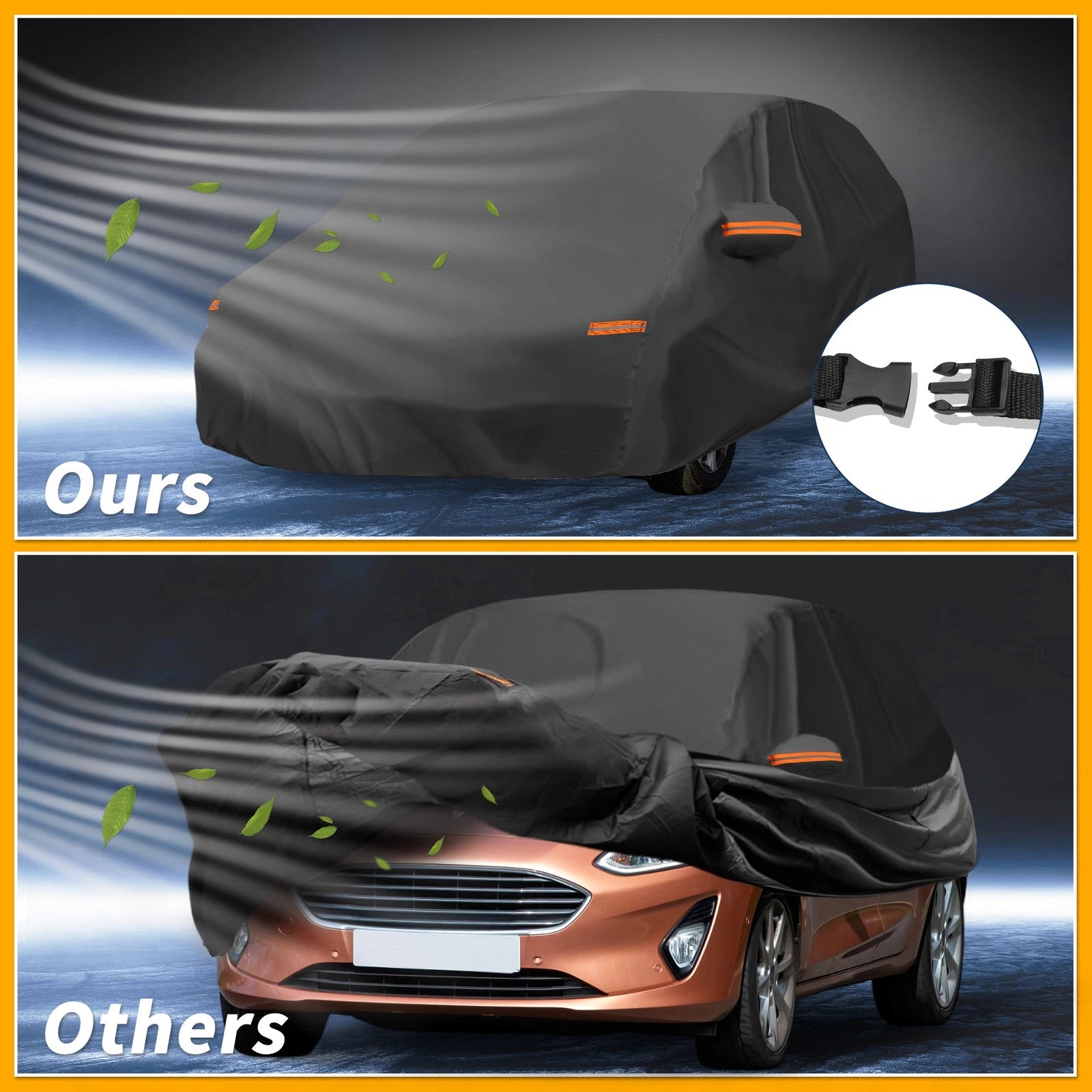 Waterproof Car Cover for Ford Fiesta Hatchback (2011–2023) Black Aluminum Film