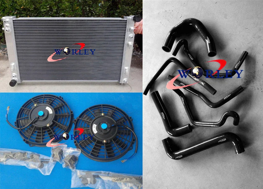 Radiator & Fans + Red Hose for Holden Commodore V8 GEN3 VT VX VU HSV LS1 (1997-2006)