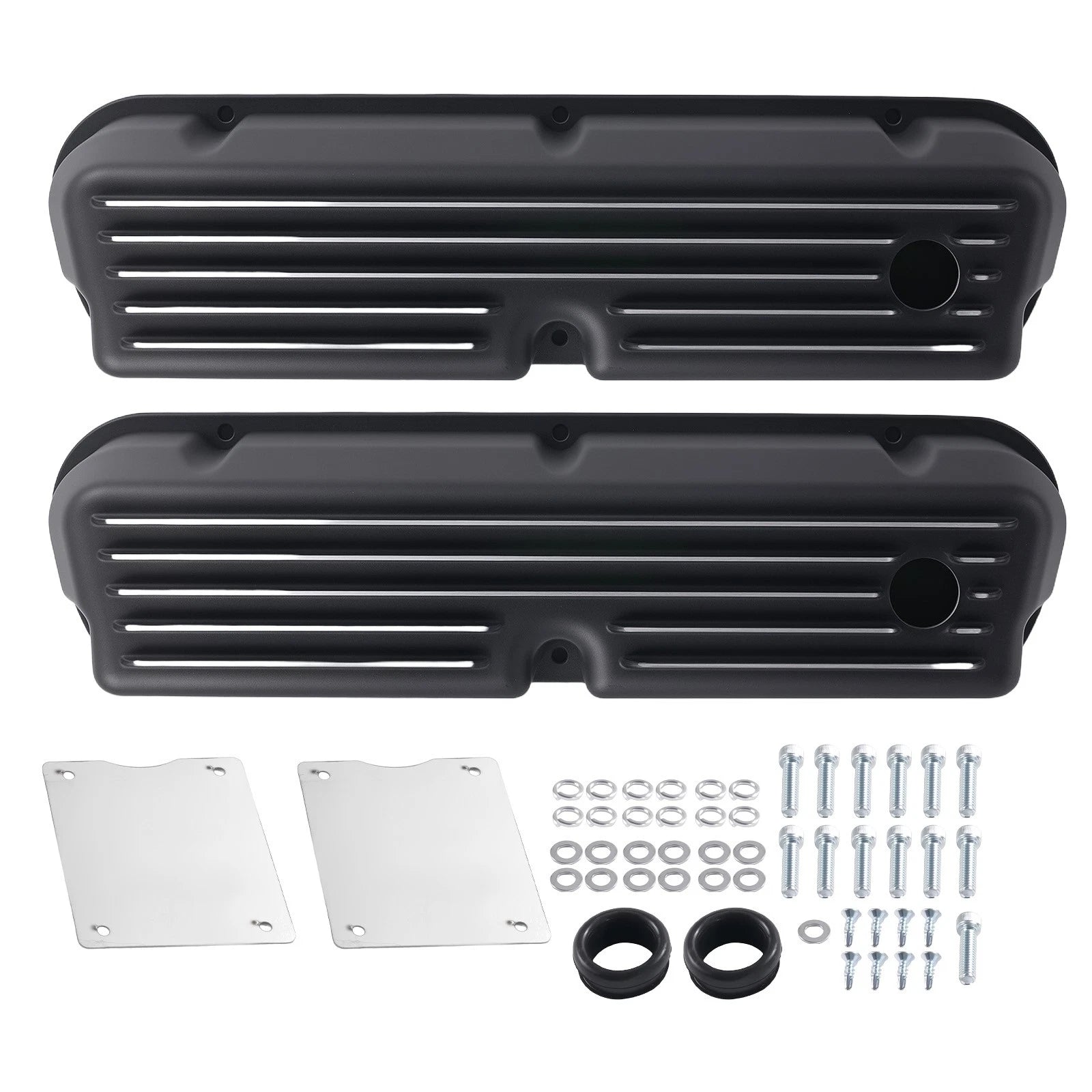 Aluminum Valve Covers for Ford 289 302 351W 5.0L (1962–1985) Black Finned