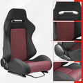1 Pair Reclinable Racing Seats for Universal Fit (Classic Black PVC)