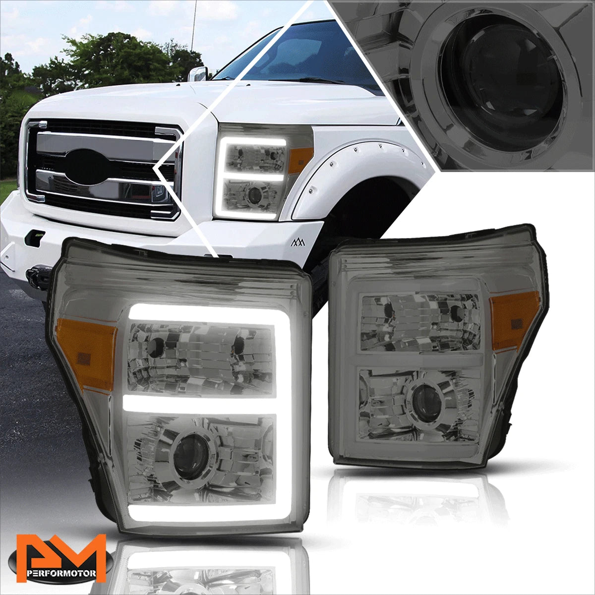 3D LED E-Bar DRL Projector Headlight for Ford Super Duty (2011–2016)