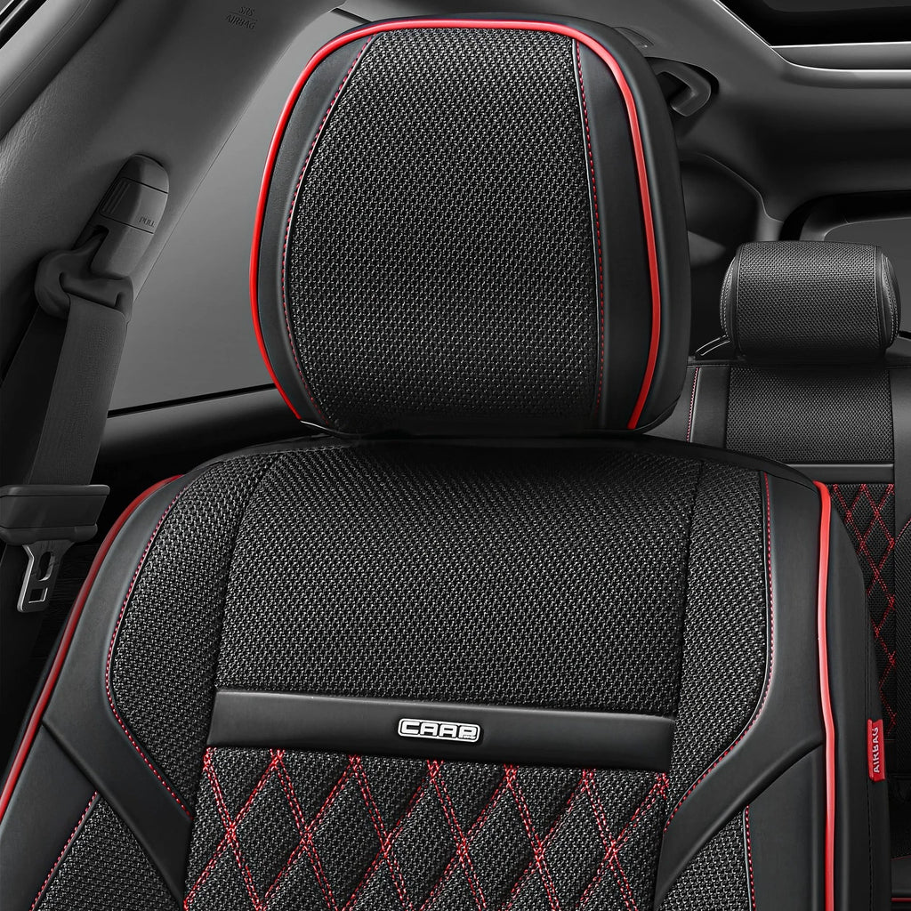 Set of 2 Diamond Stitch Mesh Fabric Front Seat Covers for Universal Fit