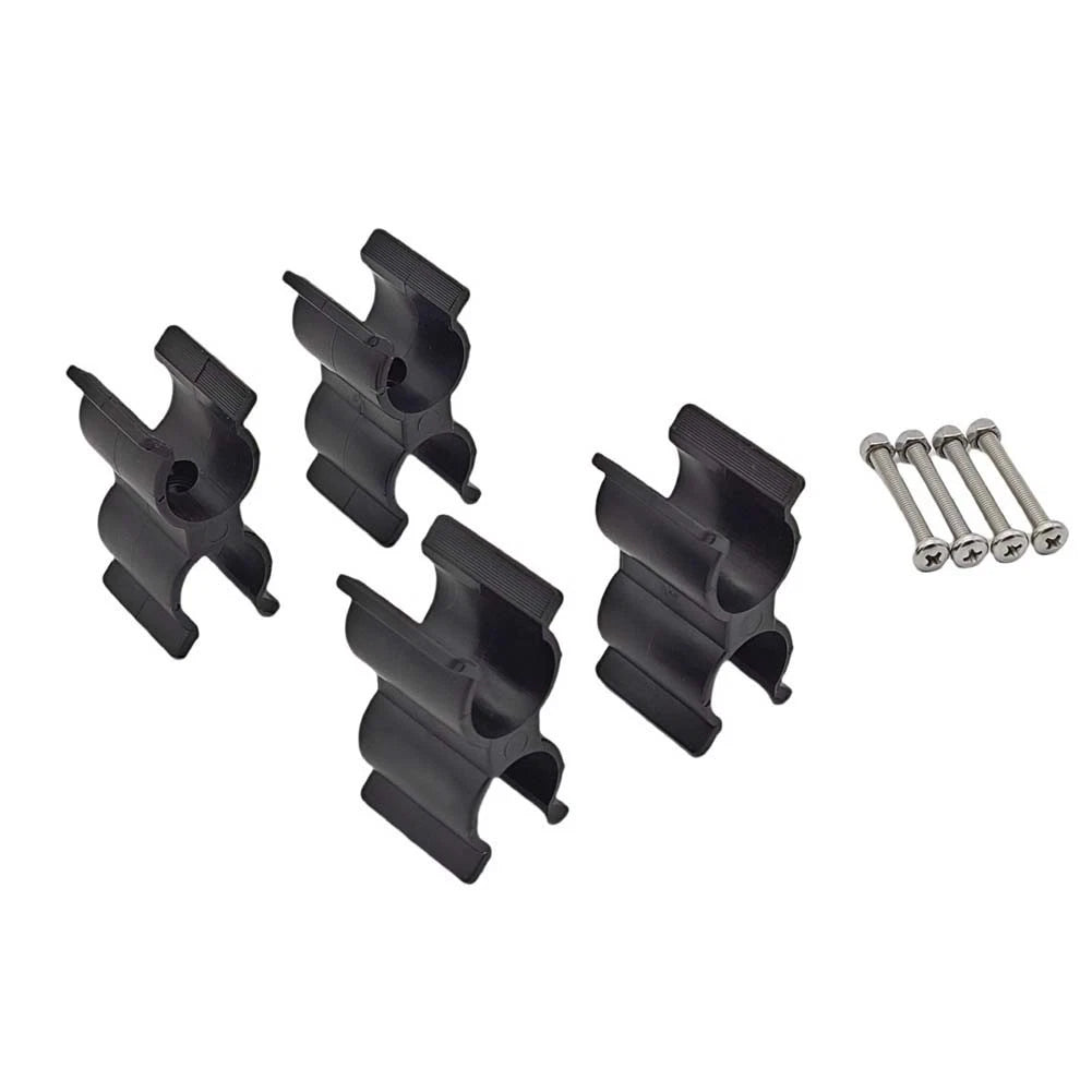 Set of 4 Double Tube Clip Holders for Boat Top Poles (Fits 7/8" to 1")