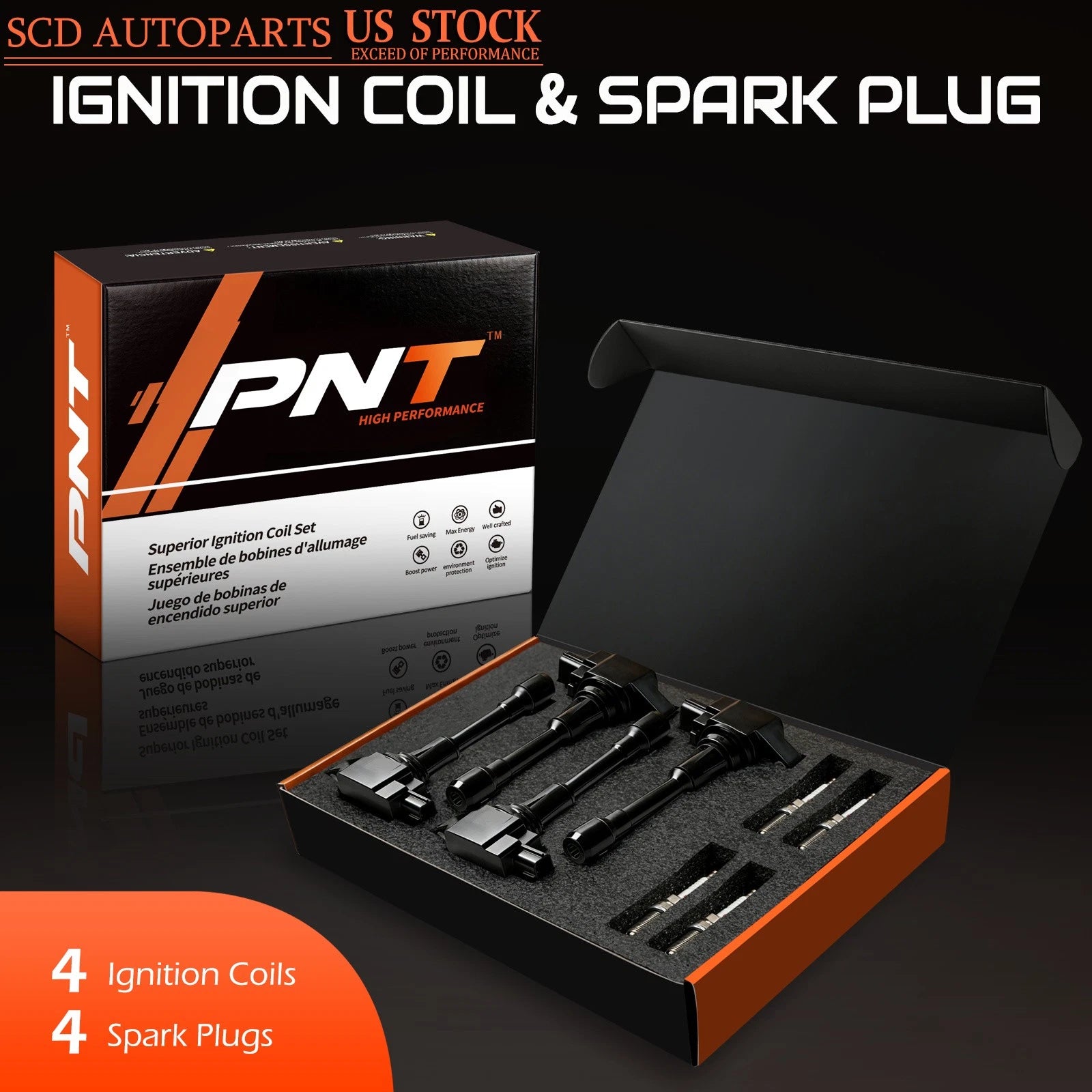 4X Ignition Coil + Iridium Spark Plug Set for Nissan Sentra Altima (2013–2019)