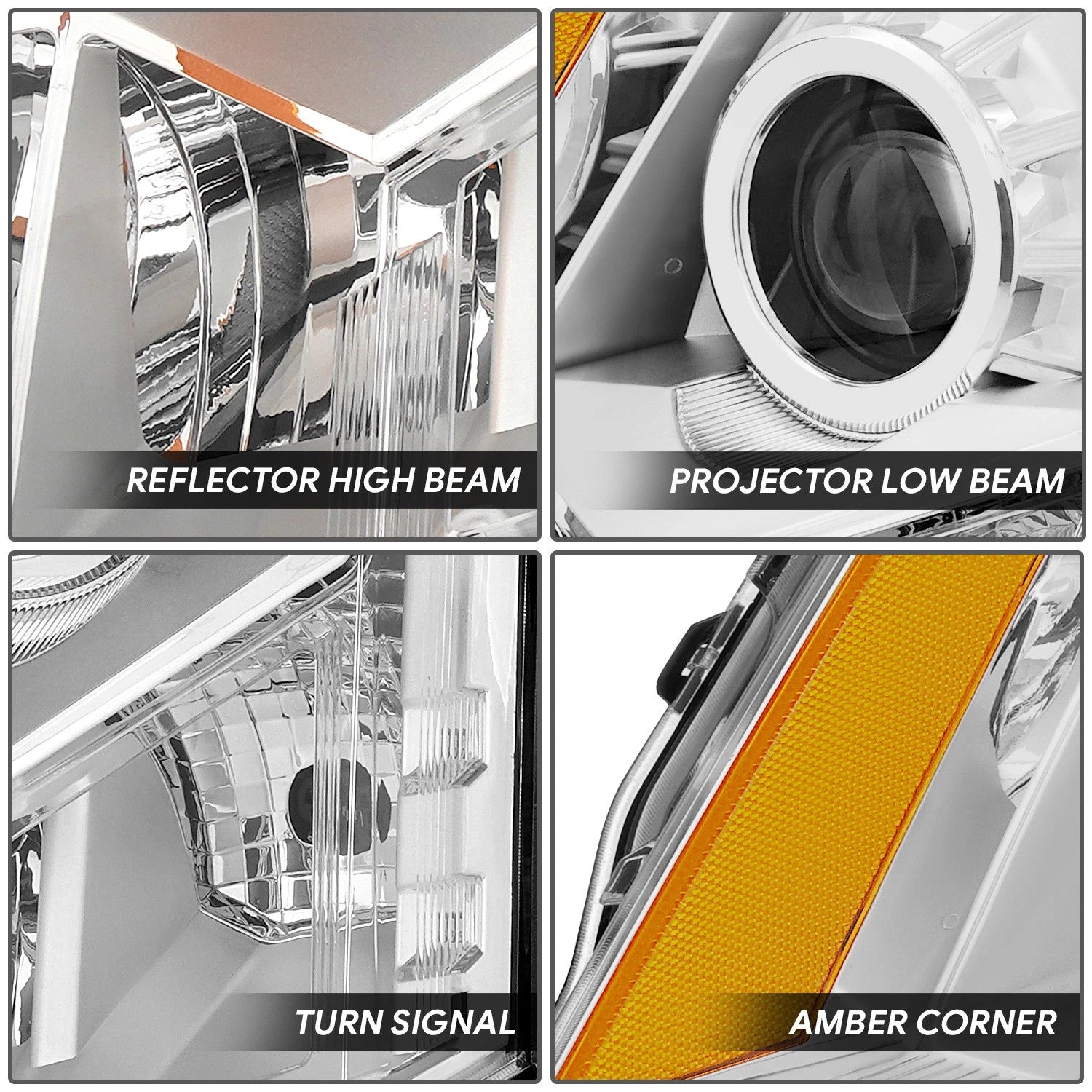 Chrome Housing Amber Corner Headlight for Cadillac SRX (2010–2016)