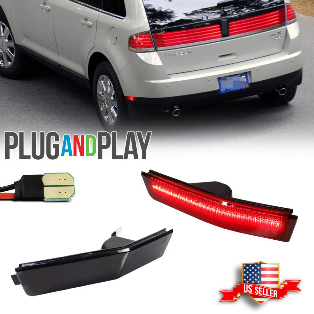 2X Smoke Lens LED Rear Bumper Side Marker Lights for Lincoln MKX (2007–2010)