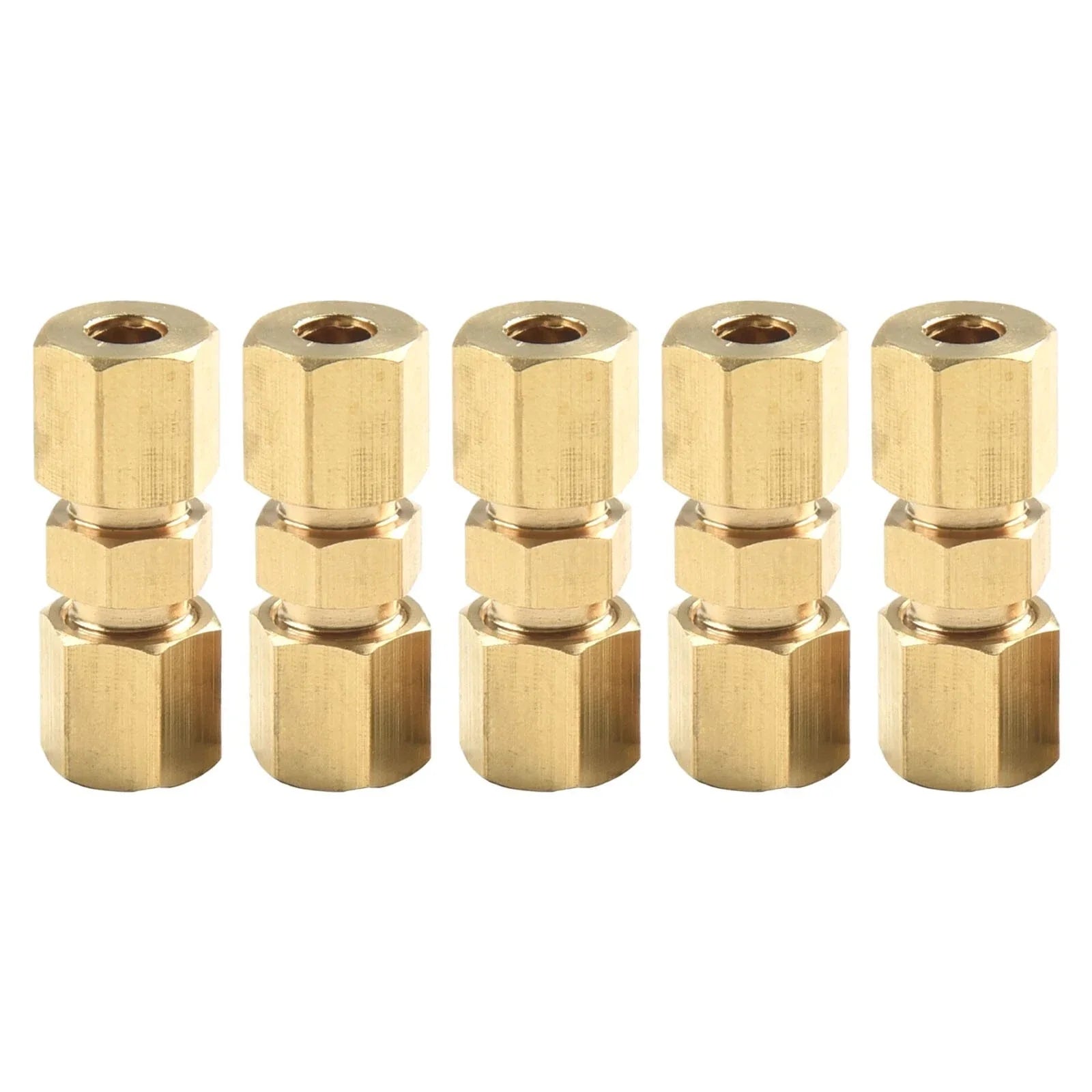 3/16 Inch Brass Inverted Flare Union Compression Fitting, 5 x Set for Vehicle