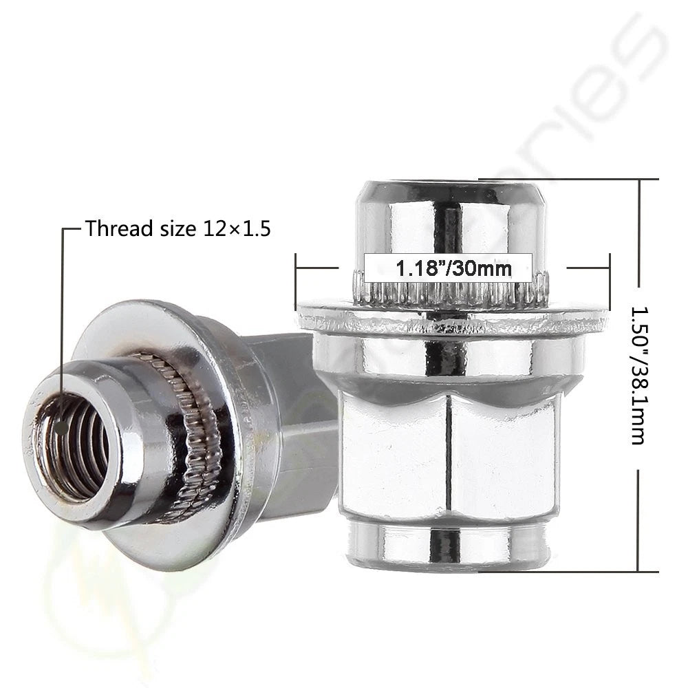 Set of 20 Chrome 12x1.5 Lug Nuts for Toyota Tacoma, Corolla, RAV4, FJ Cruiser, Yaris