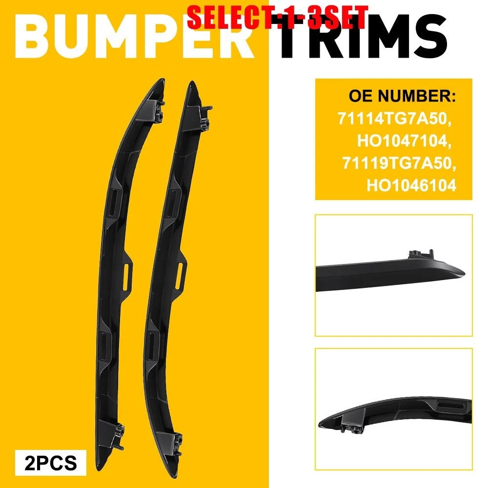 Set of 2 Front Skid Garnish Bumper Trims for Honda Pilot (2019–2022)