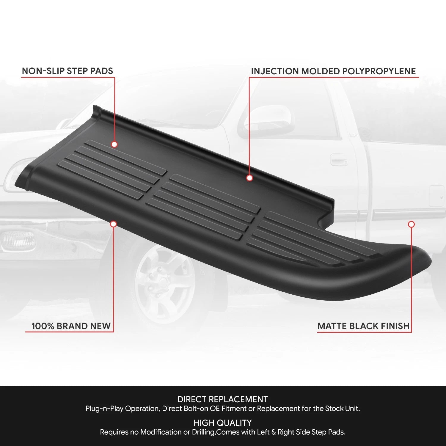 Set of 2 Step Pads for Toyota Tundra (2000–2006) Matte Black
