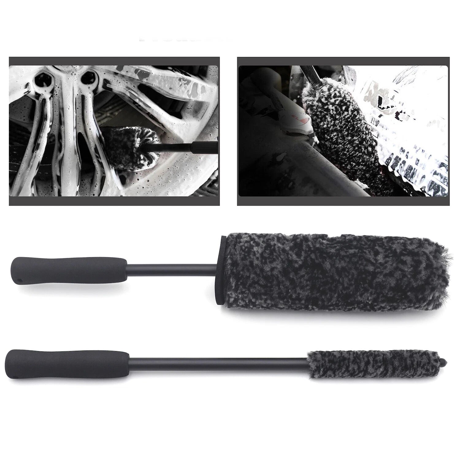 Set of 4 Soft Bristle Tire Rim Cleaning Brushes for All Vehicles