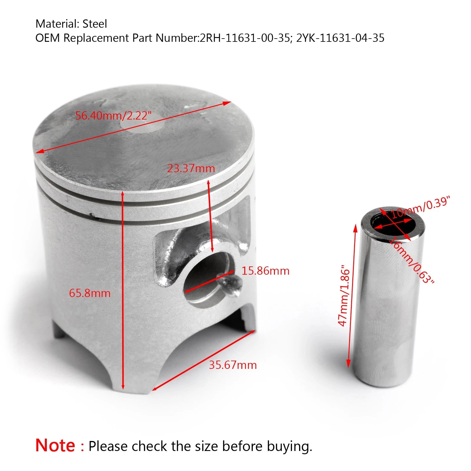 Piston Kit Ø56.40mm for Yamaha TZR125 TDR250 (1987–1994)