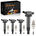 Set of 4 Ignition Coils + Spark Plugs for Highlander L4 2.4L (2001–2007) UF333 7092