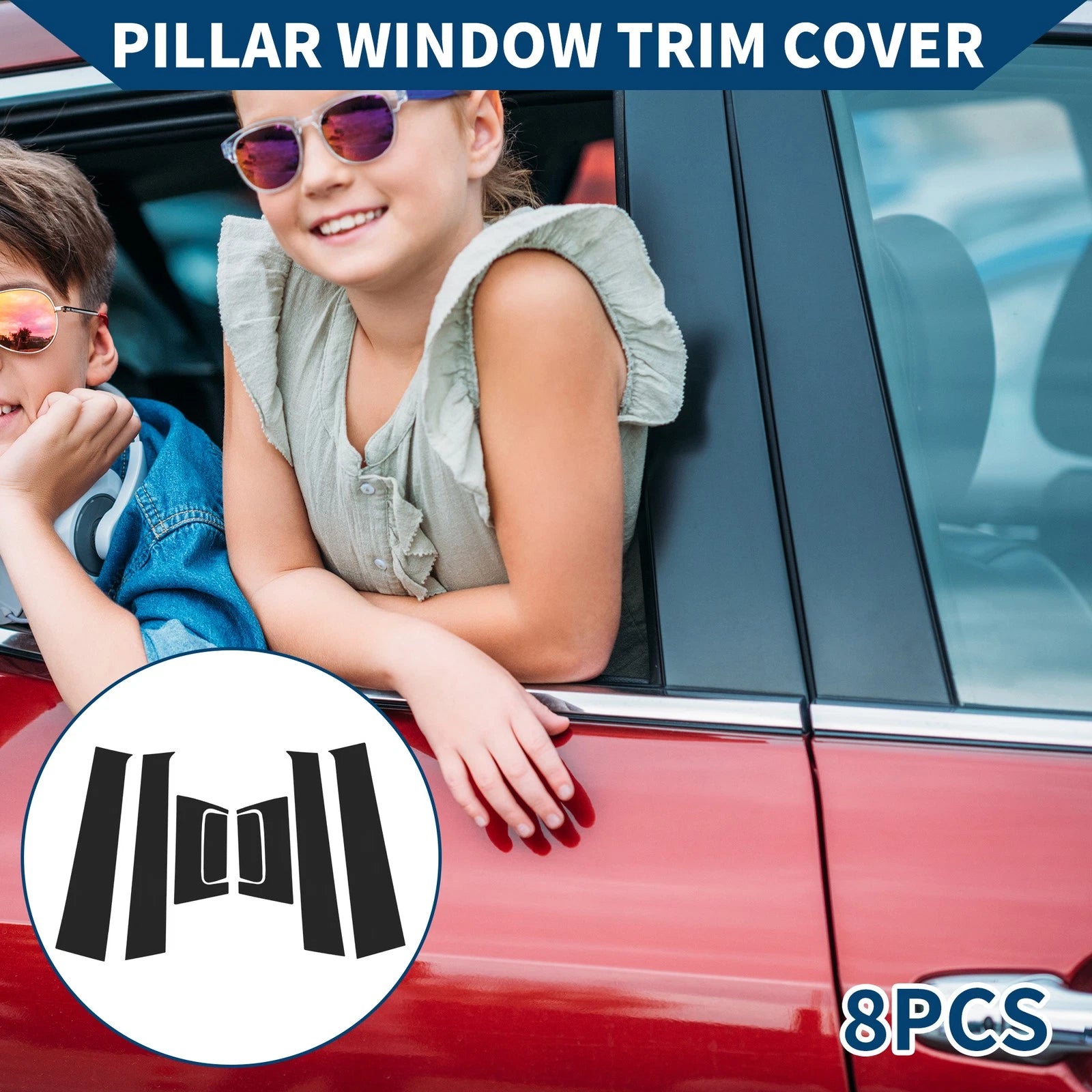 8 Pcs Door Pillar Window Trim for Honda HR-V (2016–2021) Black