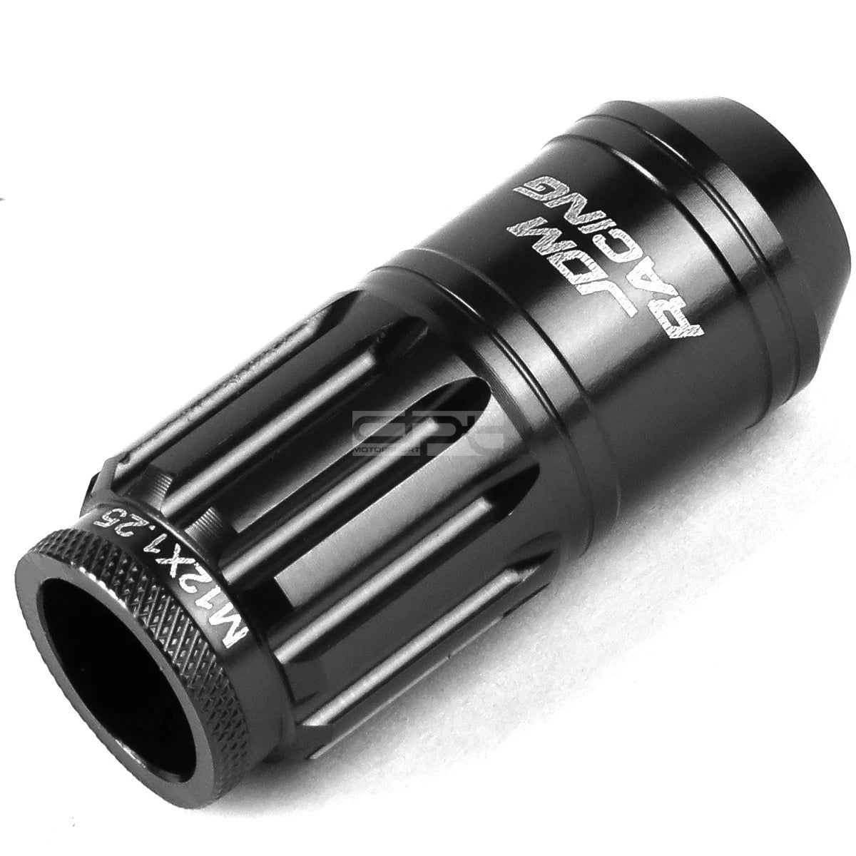 Open-End Aluminum Black Lug Nuts + Adapter M12x1.25 for