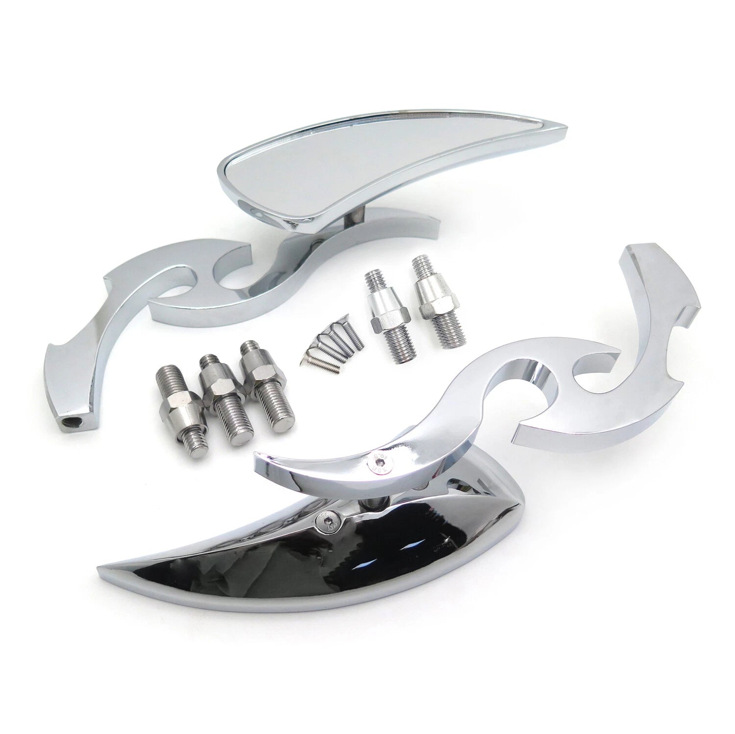 Chrome Fury Blade Running Mirror for Yamaha V-Star, Warrior, V-Max, Virago