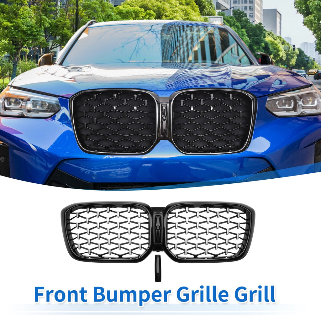 Front Upper Bumper Grille for BMW X3 G01 (2020–2023) Half Chrome Silver Tone