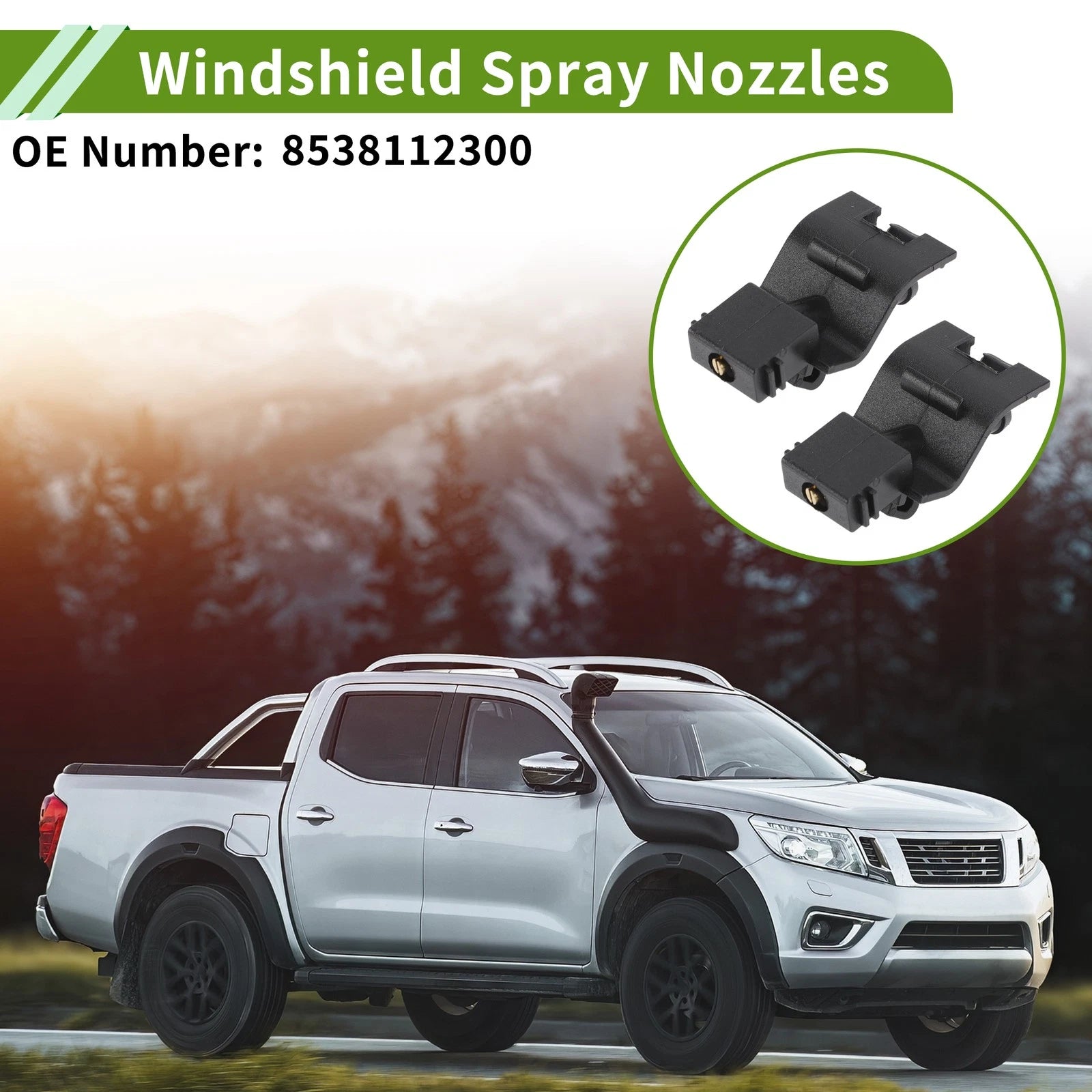 Set of 1 Windshield Washer Nozzle with Hose Connector for Toyota (No. 8538112300)