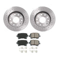 Akebono Rear Brake Kit Set of 4 Euro Pads Xtra Drilled Rotors for A3 Jetta Golf Rabbit (2006–2013)