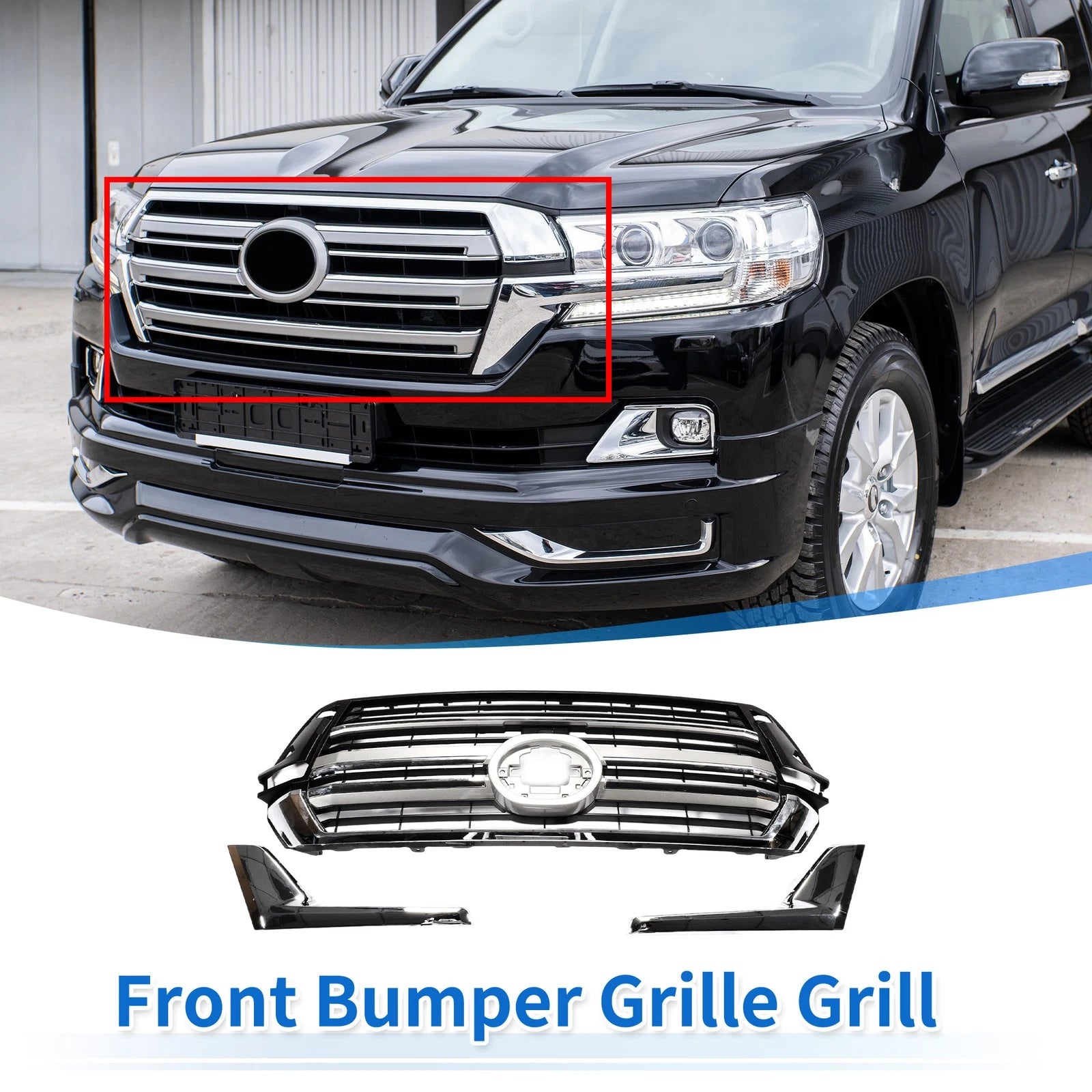 Front Upper Hood Bumper Grille for Toyota Land Cruiser (Chrome)