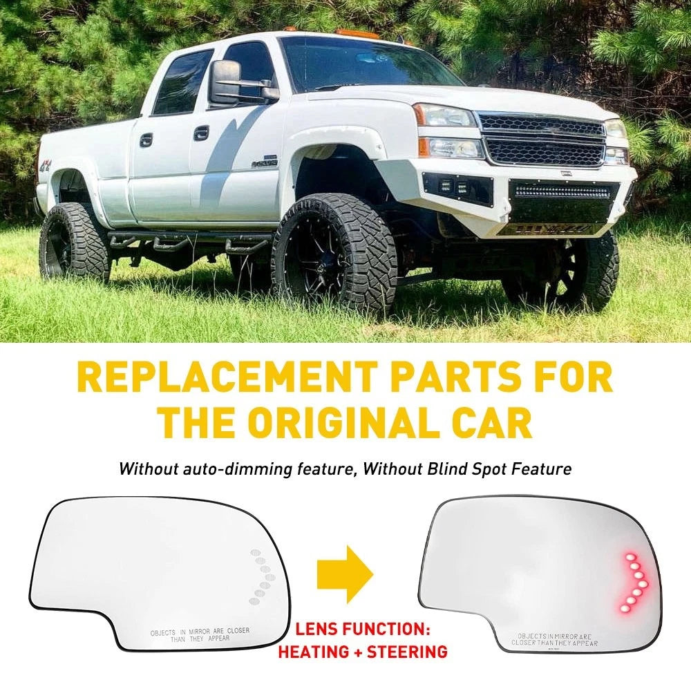 Mirror Glass Power with Backing Plate for Chevy Silverado GMC Sierra (2007–2014)