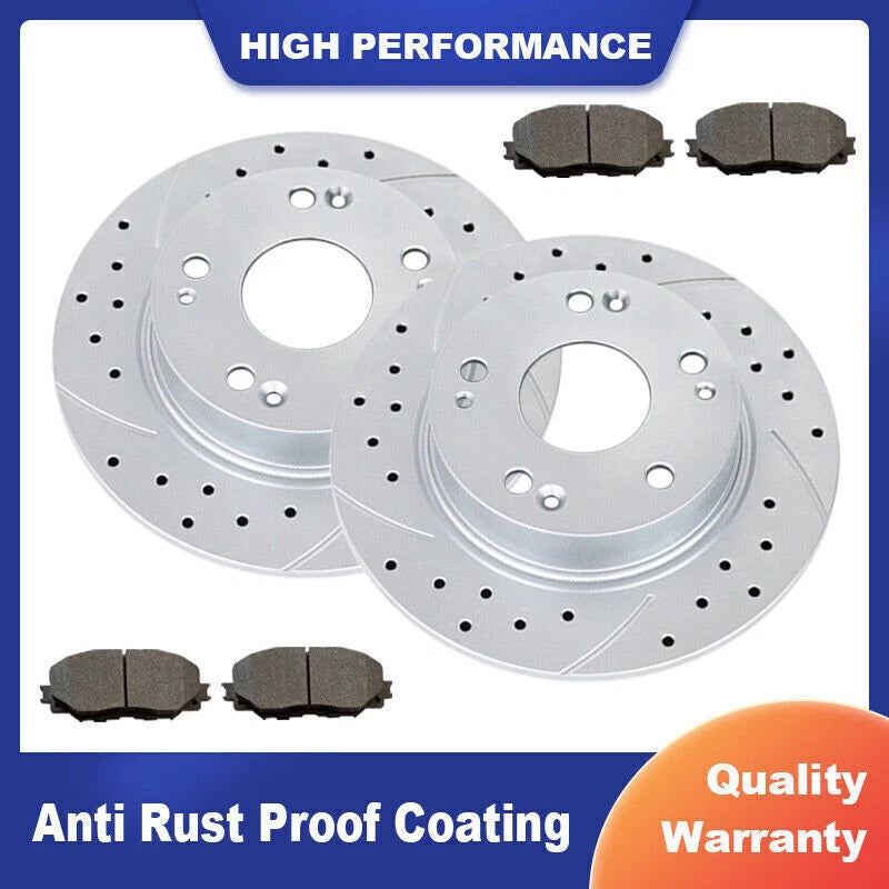 Rear Slotted Brake Rotors and Ceramic Pads for Honda Accord (2003–2007)