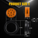 Set of 5 2" Round Amber 9 LED Light for Trailer Side Marker & Clearance
