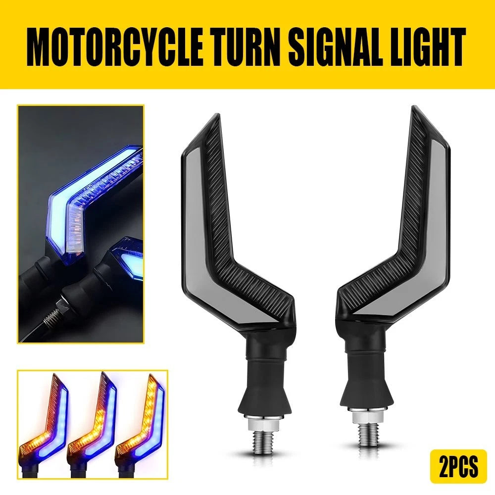 2X LED Turn Signals for Universal Motorcycle (Amber + Blue)