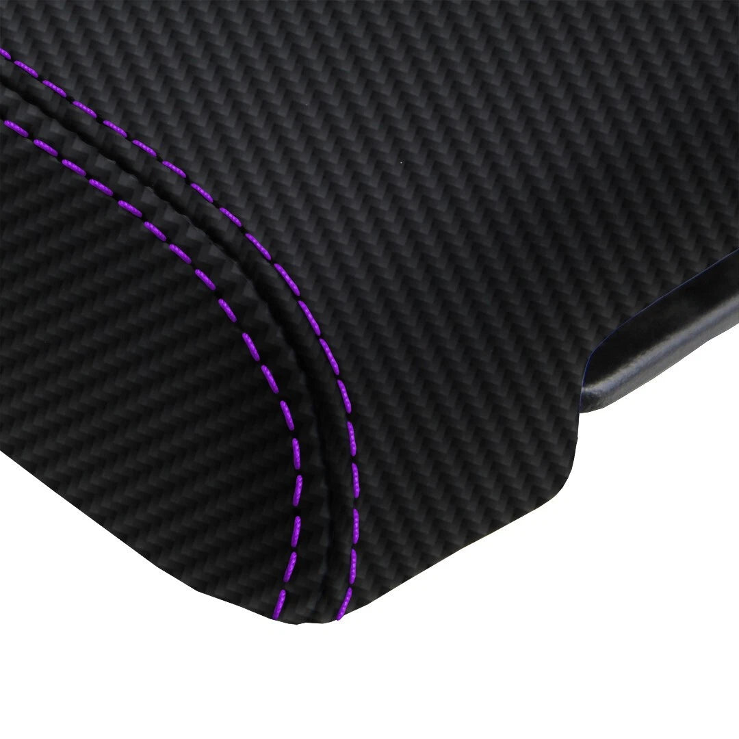 Console Armrest Cover for Jeep Liberty (2008–2013) Carbon Fiber Purple Stitch