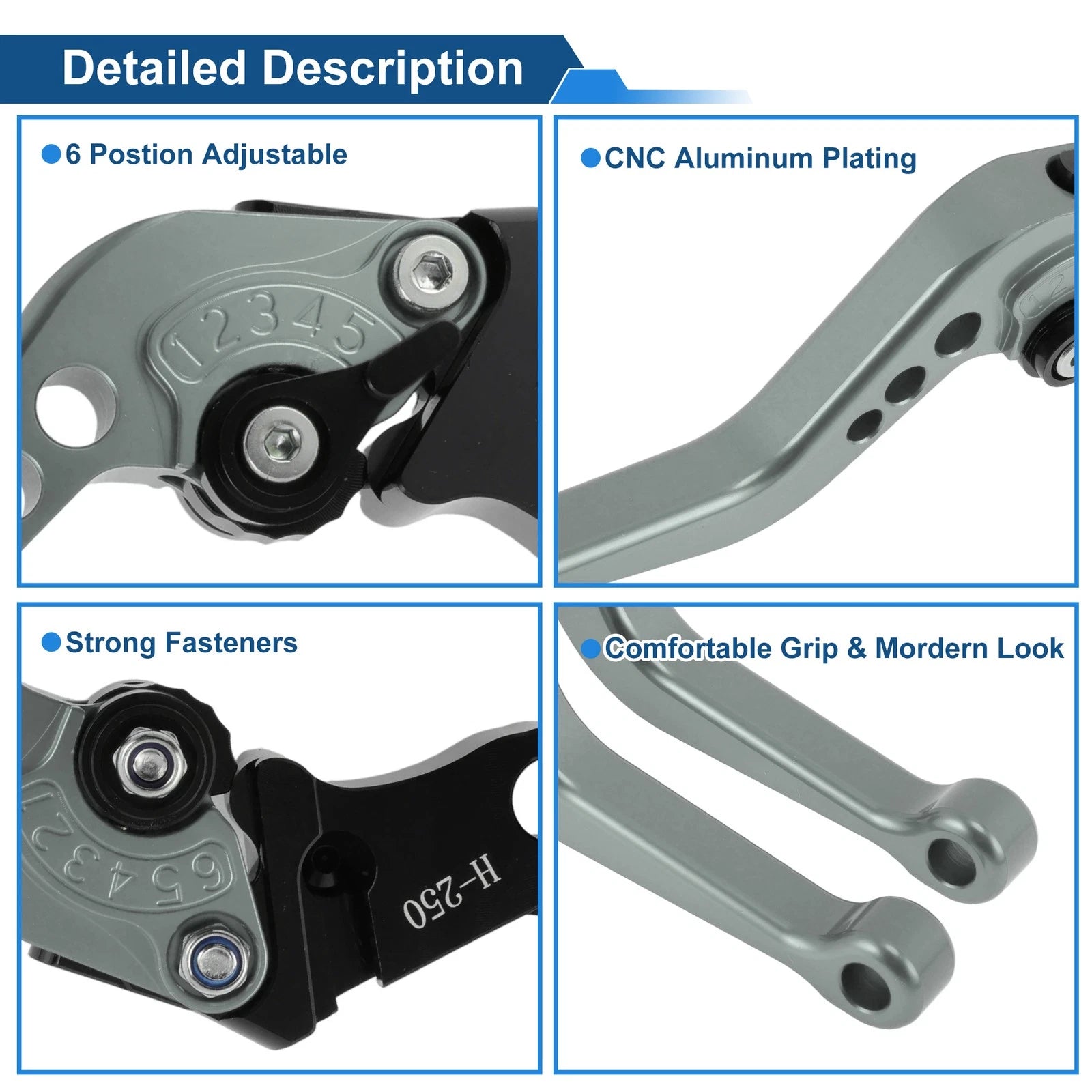 Adjustable Short Brake Clutch Lever for Honda Fury/VTX1300CX (2009–2018) Titanium Tone