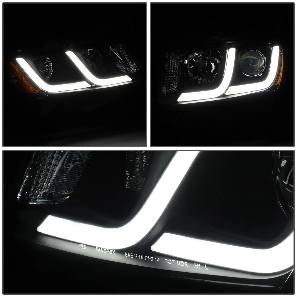 Pair of LED Black Amber Projector Headlights for Grand Cherokee (2014–2016)