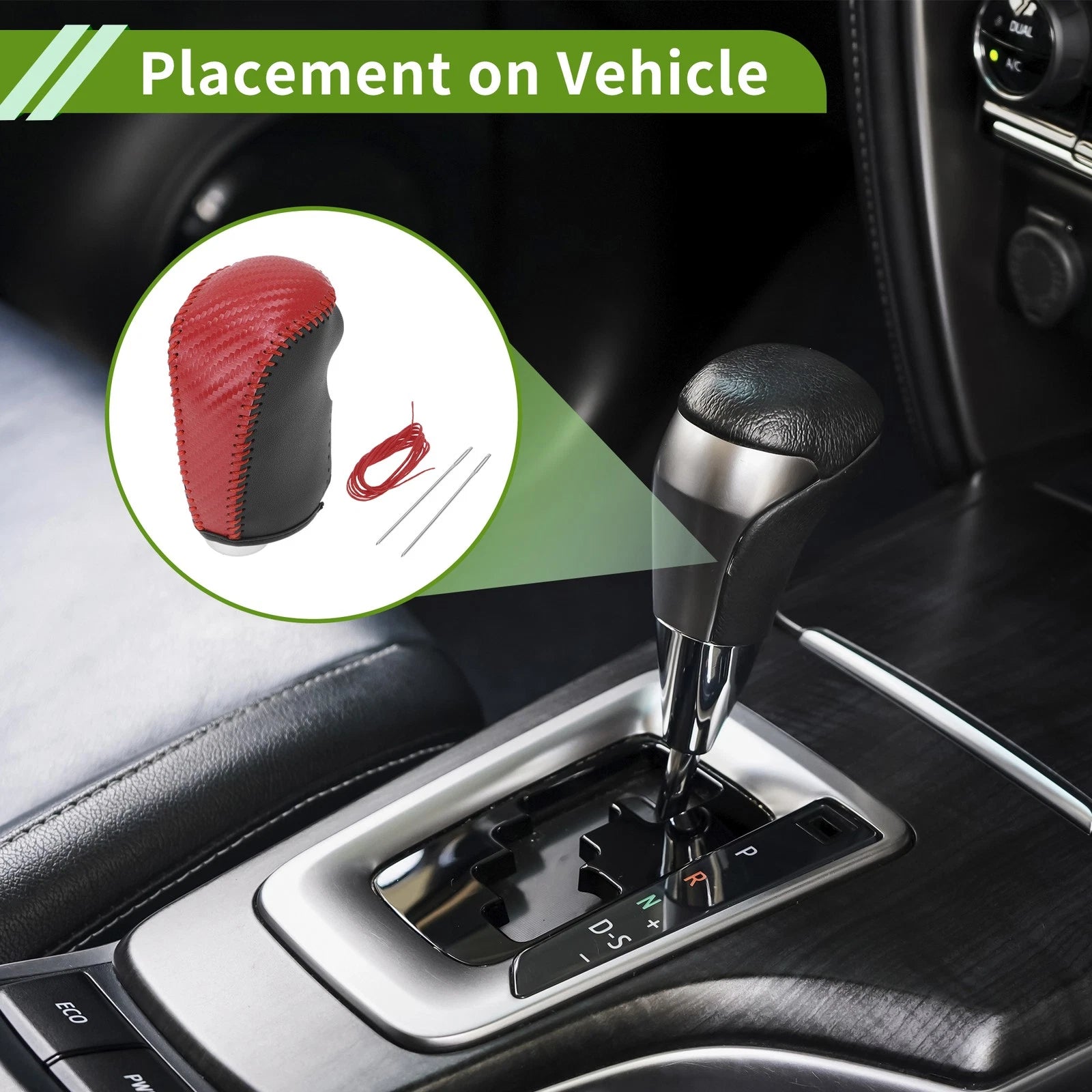 Gear Shift Knob Cover for Nissan Altima (2013–2018) Red Carbon Fiber