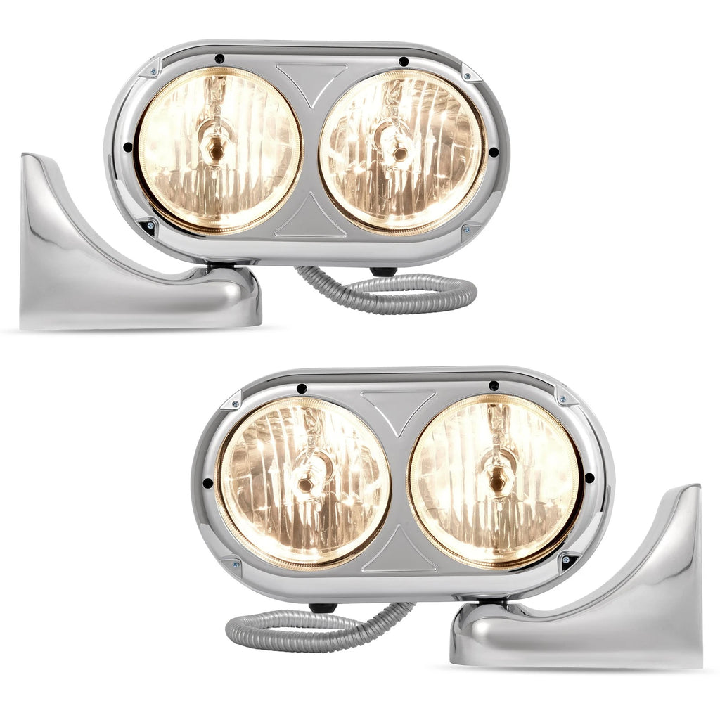 Pair Aluminum Clear Headlights for Peterbilt 379/389 (2000–2023)