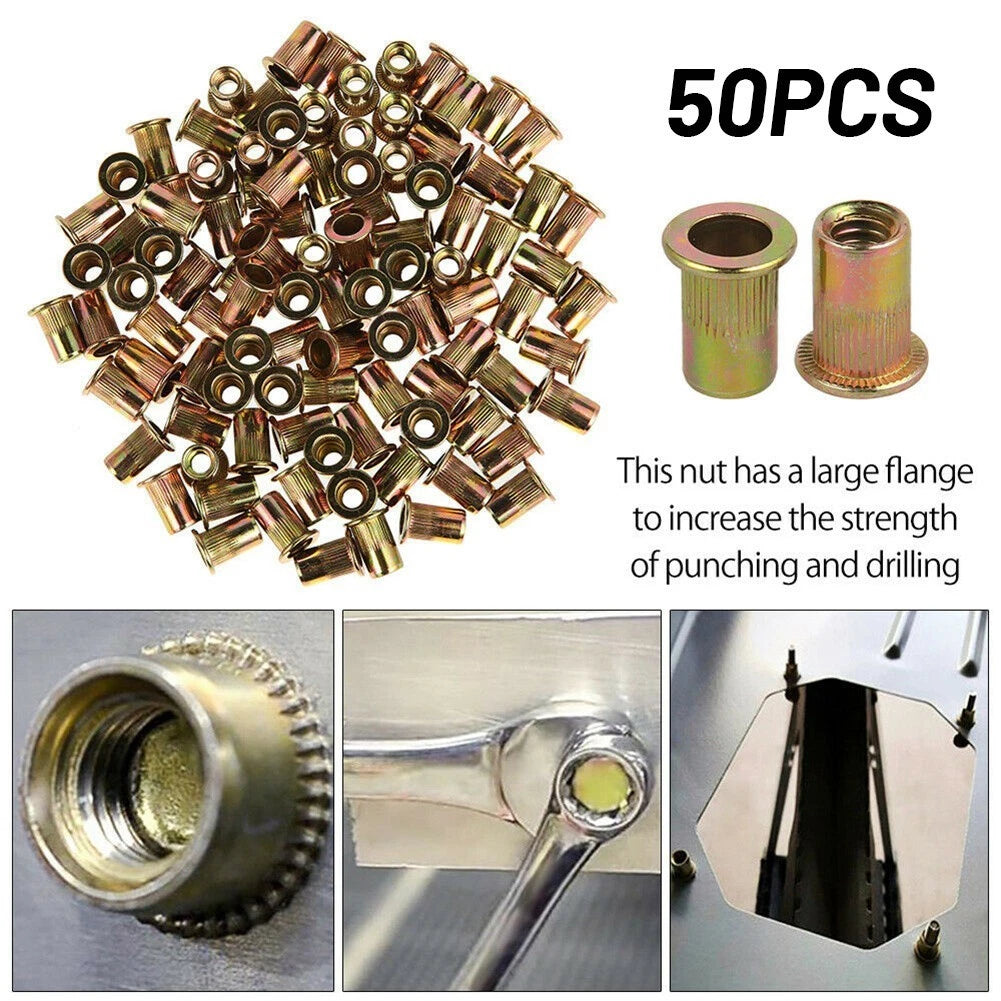 50X M6 Nutserts Rivet Nuts for Automotive Applications (Zinc Plated Steel)